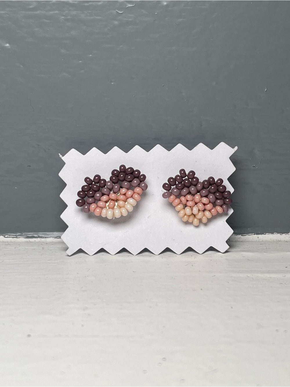 Huichol Beaded Heart Stud Earrings